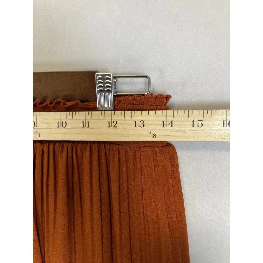 Earthy Boho Soho‎ Apparel Women M Terracotta Pleated Paperbag Waist Maxi Skirt